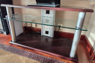 Mesa TV cristal y madera