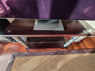 Mesa TV cristal y madera