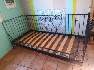 Cama Diván Forja Negra IKEA MELDAL (Con somier)