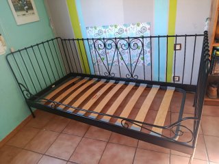 Cama Diván Forja Negra IKEA MELDAL (Con somier)