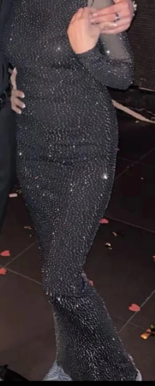 Vestido fiesta lentejuelas negro y plata