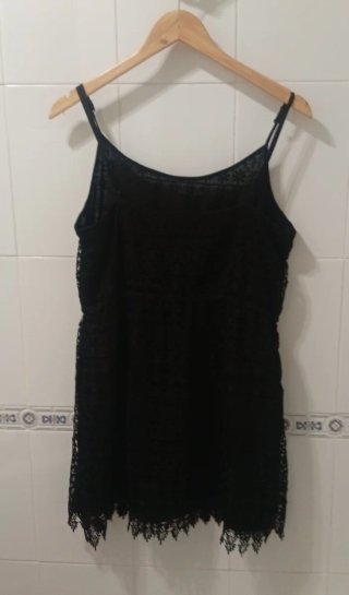 Vestido negro encaje tirantes H&M talla  L