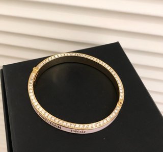Pulsera Dior blanco dorado con pedrería