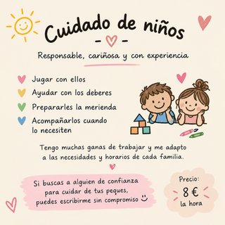 servicio Cuidadora de niños responsable y cariñosa