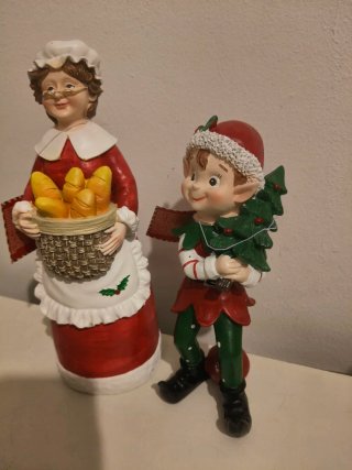 Figuras Navideñas Sra. Claus y Elfo