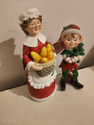 Figuras Navideñas Sra. Claus y Elfo