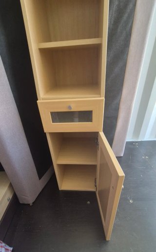 Mueble de baño madera y cristal