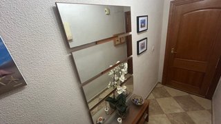 Mueble recibidor madera y cristal + espejo