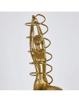Escultura moderna figura humana metal dorado mármo