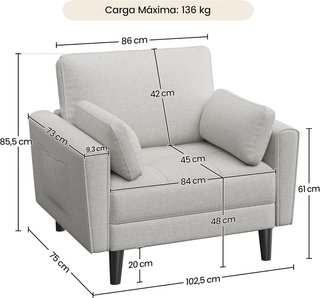 Sillón individual relax de tela sofa NUEVO gris