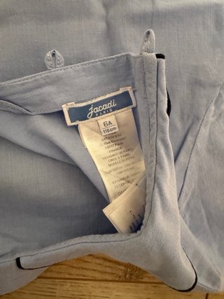 Camisa niña cuello Peter Pan azul. JACADI