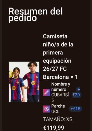 Camiseta FC Barcelona (XS) de niño/a 26/27 origina