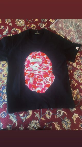 T-shirt BAPE Camo Rosa Nero Taglia S