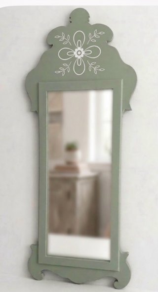 Espejo decorativo verde con flor