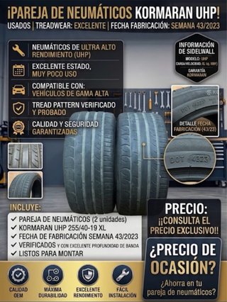 Pareja Neumáticos Kormoran UHP 255/40-19 XL