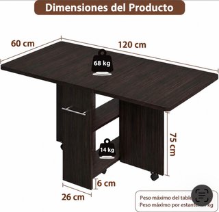 Mesa Comedor Plegable Garvee con Ruedas