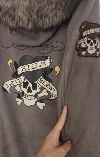 Abrigo Ed Hardy Gris Talla M