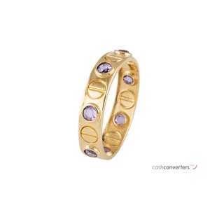 anillo oro 18k con piedra con amatista