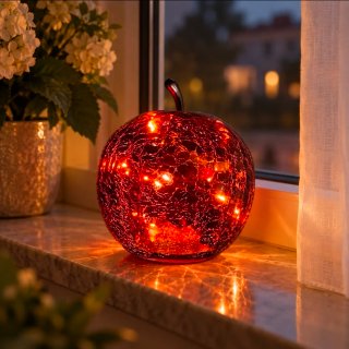 Lámpara Manzana Cristal Crackle Roja/Naranja