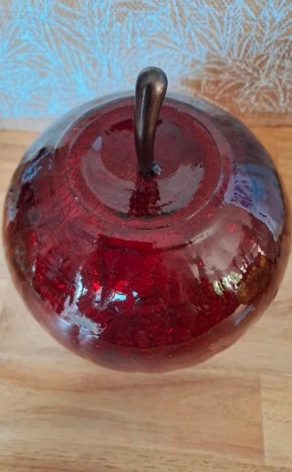 Lámpara Manzana Cristal Crackle Roja/Naranja