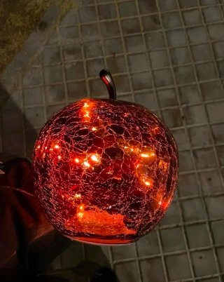 Lámpara Manzana Cristal Crackle Roja/Naranja