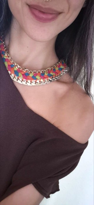 Collar cadena plateada multicolor