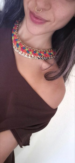 Collar cadena plateada multicolor