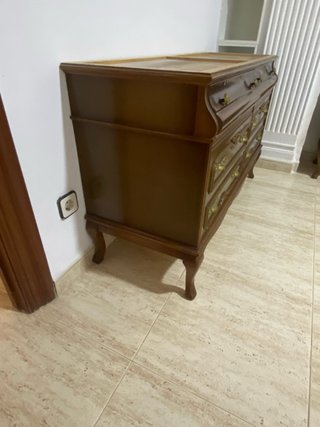 Cómoda clásica madera mármol 6 cajones