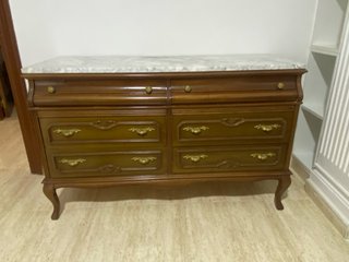 Cómoda clásica madera mármol 6 cajones
