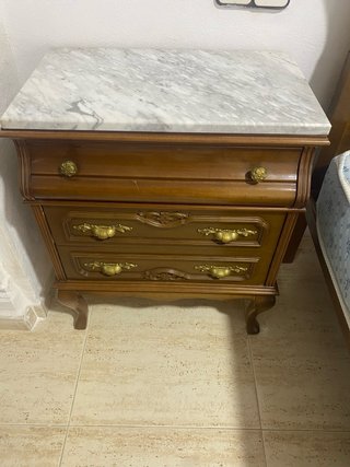 Pareja Mesitas Noche Madera Marrón y Dorado