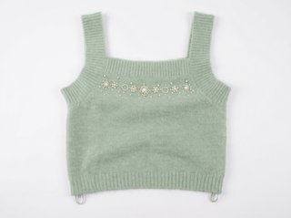 Top verde con perlas