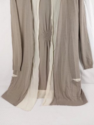 Cardigan Lungo Beige Panna Made in Italy
