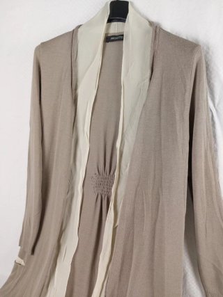 Cardigan Lungo Beige Panna Made in Italy