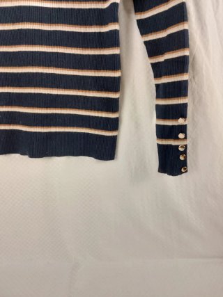 Pullover Dolcevita a Righe Blu Scuro