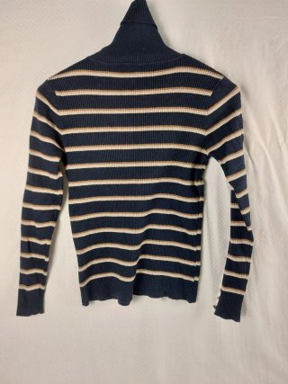 Pullover Dolcevita a Righe Blu Scuro