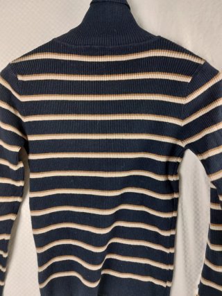 Pullover Dolcevita a Righe Blu Scuro