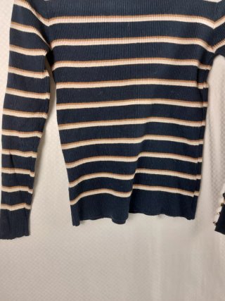 Pullover Dolcevita a Righe Blu Scuro