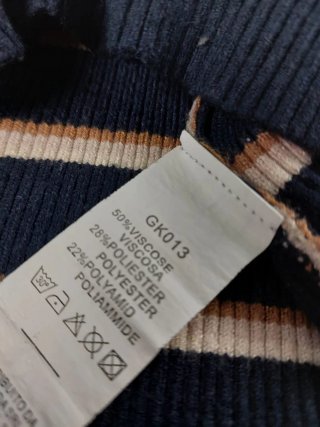 Pullover Dolcevita a Righe Blu Scuro