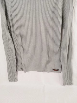Maglione a Maglia a Coste Grigia