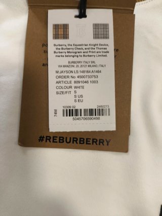 T-shirt Burberry S /Bianco Nuova