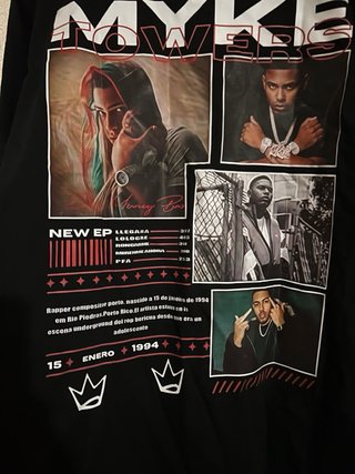 Camiseta Negra Myke Towers Talla M