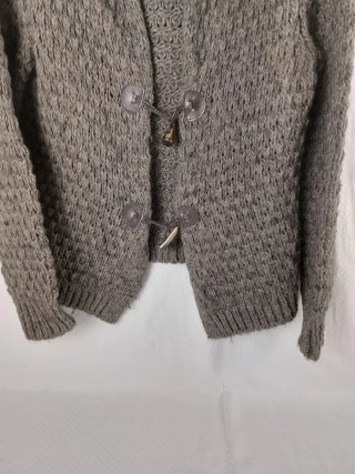 Giacca Cardigan Grigia con Cappuccio