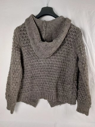Giacca Cardigan Grigia con Cappuccio