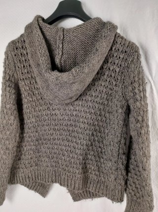 Giacca Cardigan Grigia con Cappuccio