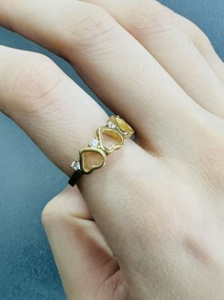 Anillo Corazones con Diamantes Oro
