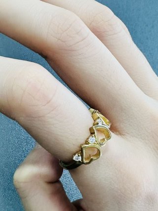 Anillo Corazones con Diamantes Oro