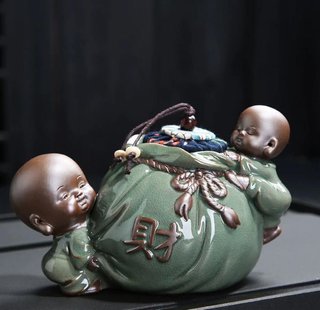 Adorno Cerámica Colección Budas Bolsa Dinero