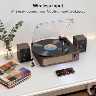 TRYNNAY Tocadiscos Bluetooth 3 Vel Altavoces Rojo