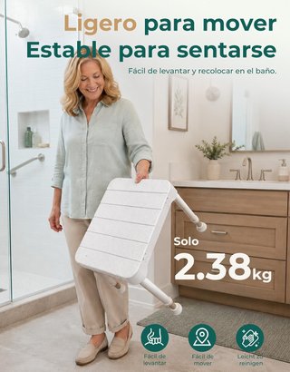 LUCKFAITH Taburete Ducha 160kg 40-54cm Blanco