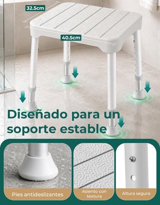 LUCKFAITH Taburete Ducha 160kg 40-54cm Blanco